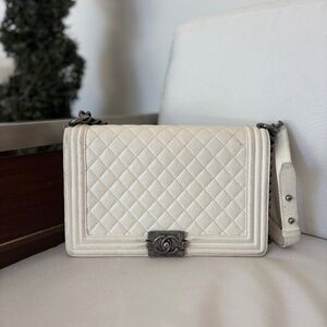 Chanel White Medium Boy Bag